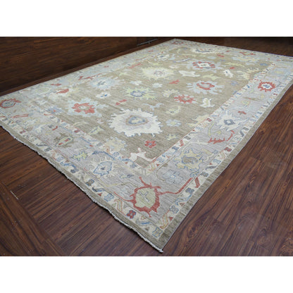Oushak And Peshawar Wool Hand Knotted Rug Brown Gray 12.0X17.6 -O072646