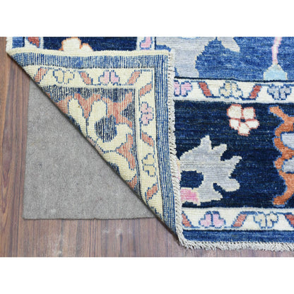 Oushak And Peshawar Wool Hand Knotted Rug Blue Black 8.2X10.0 -O072654