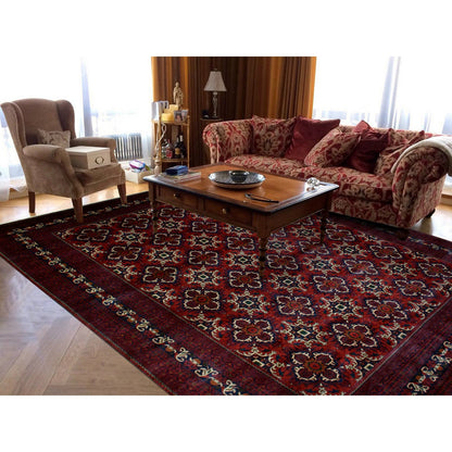 Tribal & Geometric Wool Hand Knotted Rug Red Red 10.0X13.8 -O072662