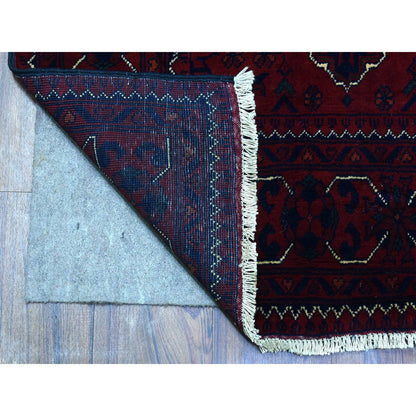 Tribal & Geometric Wool Hand Knotted Rug Red Red 3.0X9.1 -O072667