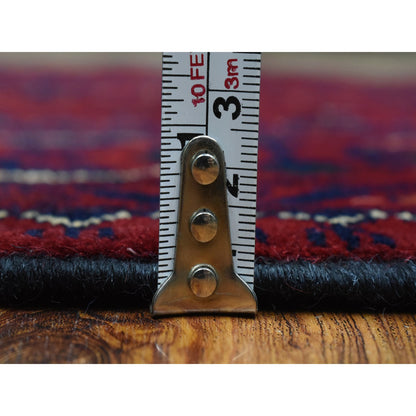 Tribal & Geometric Wool Hand Knotted Rug Red Red 3.0X9.1 -O072667