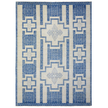 Oushak And Peshawar Wool Hand Knotted Rug Blue No Border 10.1X13.9 -O072671