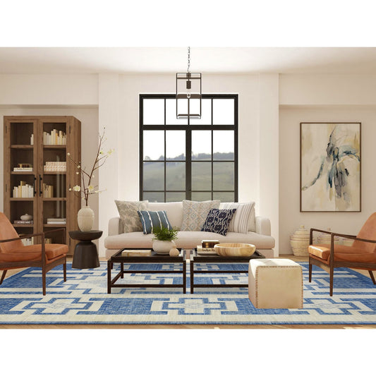 Oushak And Peshawar Wool Hand Knotted Rug Blue No Border 10.1X13.9 -O072671