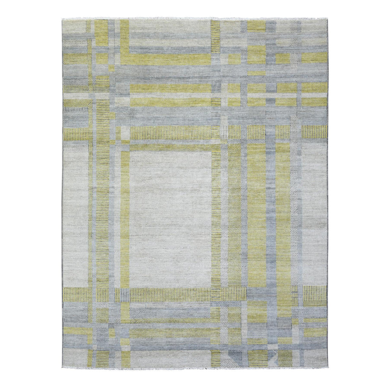 Gray 7'9" x 10'2" Modern and Contemporary Hand knotted Wool Rug - Sku: O072672