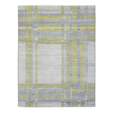 Modern and Contemporary Wool Hand Knotted Rug Grey No Border 7.9X10.2 -O072672