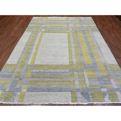Modern and Contemporary Wool Hand Knotted Rug Grey No Border 7.9X10.2 -O072672