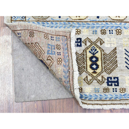 Tribal & Geometric Wool Hand Knotted Rug Grey Light Gray 3.3X5.0 -O072678