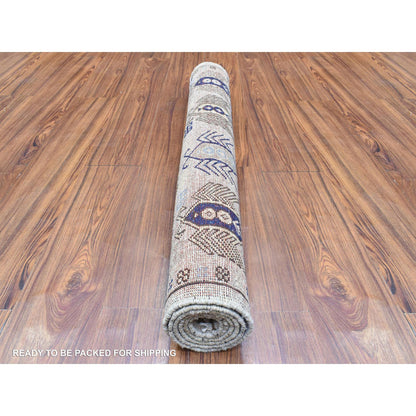 Tribal & Geometric Wool Hand Knotted Rug Grey Light Gray 3.3X5.0 -O072678