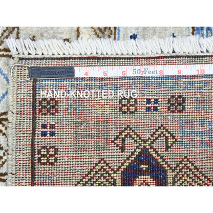 Tribal & Geometric Wool Hand Knotted Rug Grey Light Gray 3.3X5.0 -O072678