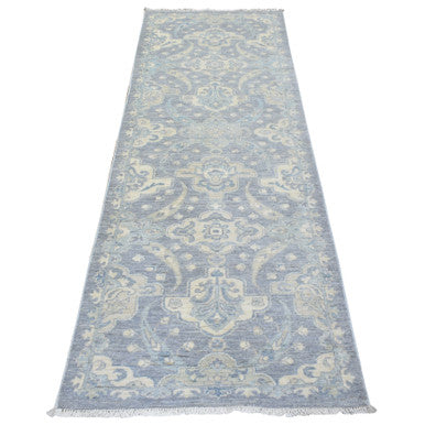 Oushak And Peshawar Wool Hand Knotted Rug Grey Gray 2.8X7.7 -O072687