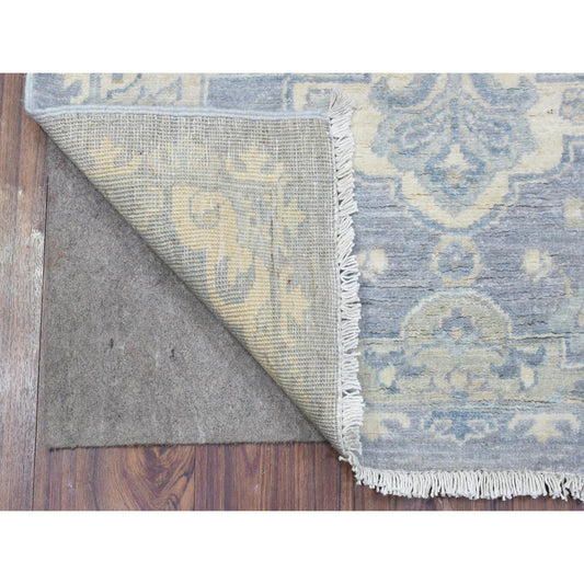 Oushak And Peshawar Wool Hand Knotted Rug Grey Gray 2.8X7.7 -O072687