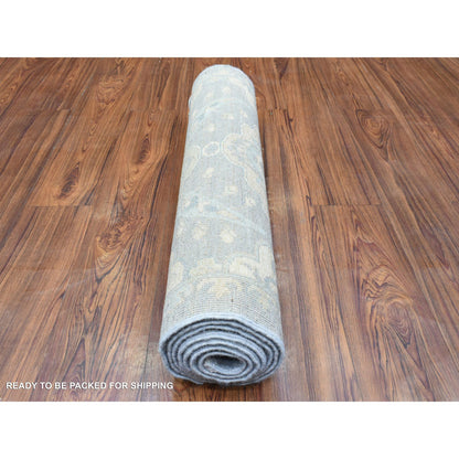 Oushak And Peshawar Wool Hand Knotted Rug Grey Gray 2.8X7.7 -O072687