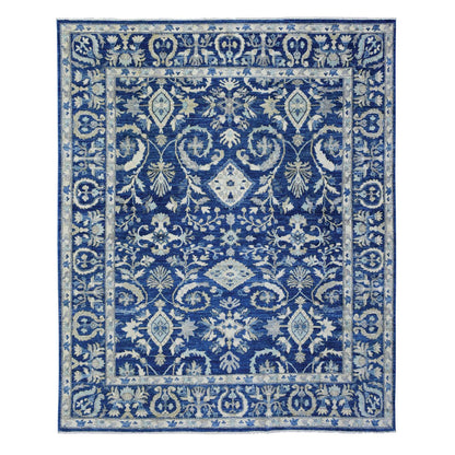 Oushak And Peshawar Wool Hand Knotted Rug Blue Blue 8.0X10.0 -O072689