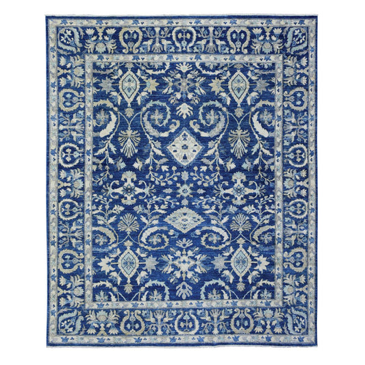 Oushak And Peshawar Wool Hand Knotted Rug Blue Blue 8.0X10.0 -O072689
