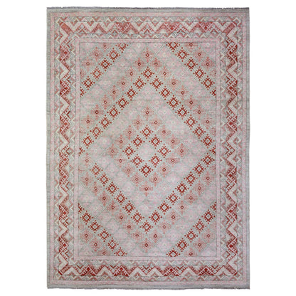 Tribal & Geometric Wool Hand Knotted Rug Red Red 9.0X12.0 -O072699