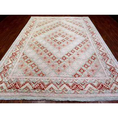 Tribal & Geometric Wool Hand Knotted Rug Red Red 9.0X12.0 -O072699