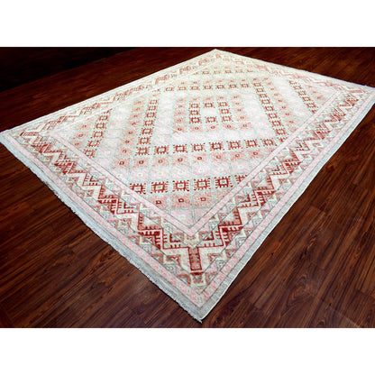 Tribal & Geometric Wool Hand Knotted Rug Red Red 9.0X12.0 -O072699