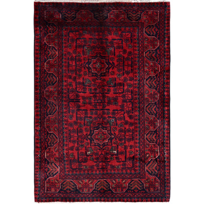 Tribal & Geometric Wool Hand Knotted Rug Red 2.8x3.11 -O0726