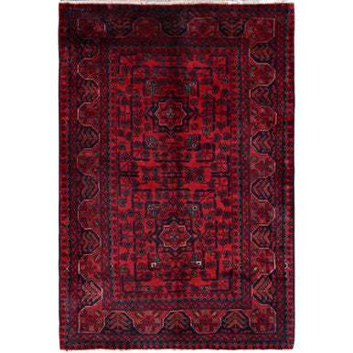 Tribal & Geometric Wool Hand Knotted Rug Red 2.8x3.11 -O0726