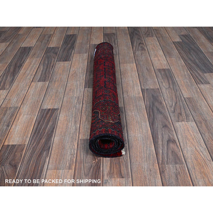 Tribal & Geometric Wool Hand Knotted Rug Red 2.8x3.11 -O0726