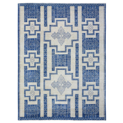 Oushak And Peshawar Wool Hand Knotted Rug Blue 8.10x11.8 -O072720