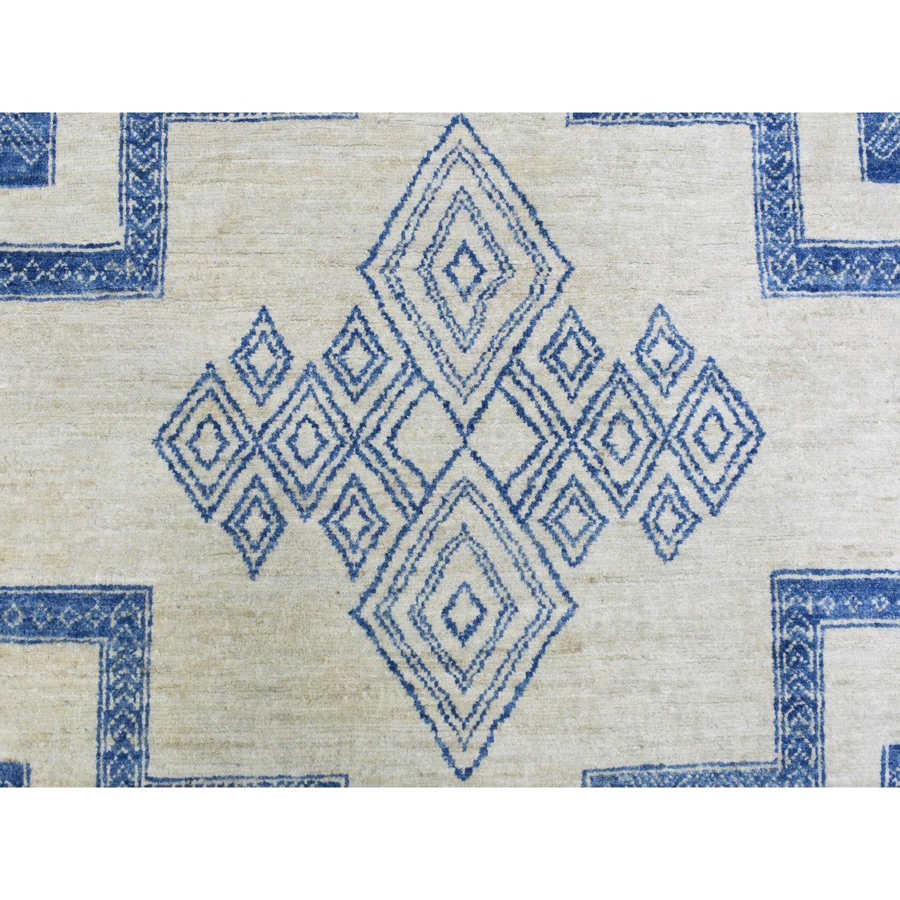 Blue 8'10" x 11'8" Oushak And Peshawar Hand knotted Wool Rug - Sku: O072720