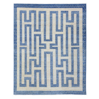 Oushak And Peshawar Wool Hand Knotted Rug Blue Blue 8.0X9.5 -O072721