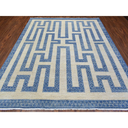 Oushak And Peshawar Wool Hand Knotted Rug Blue Blue 8.0X9.5 -O072721