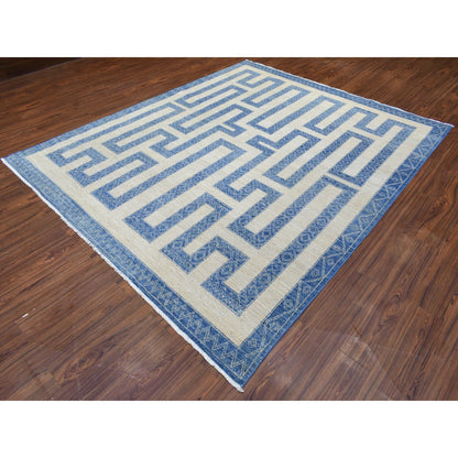 Oushak And Peshawar Wool Hand Knotted Rug Blue Blue 8.0X9.5 -O072721