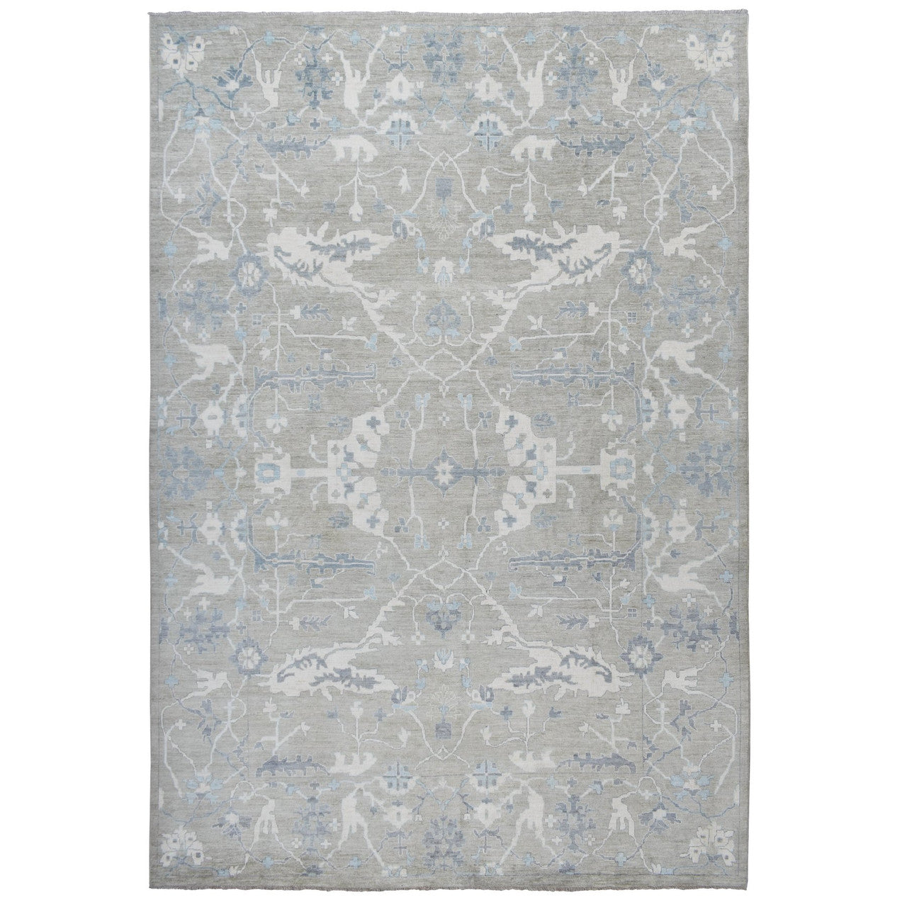 Gray 14'0" x 17'10" Oushak And Peshawar Hand knotted Wool Rug - Sku: O072731