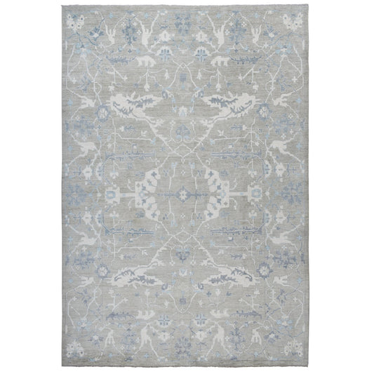 Oushak And Peshawar Wool Hand Knotted Rug Grey Gray 14.0X17.10 -O072731