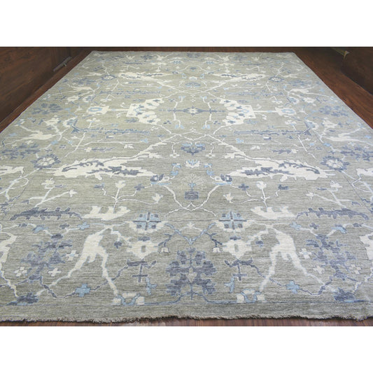 Oushak And Peshawar Wool Hand Knotted Rug Grey Gray 14.0X17.10 -O072731