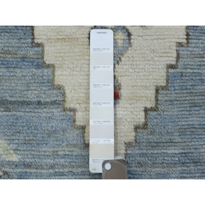 Tribal & Geometric Wool Hand Knotted Rug Grey Blue 4.0X10.4 -O072742