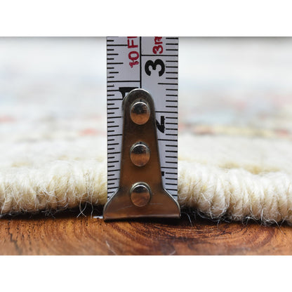 Tribal & Geometric Wool Hand Knotted Rug Grey Blue 4.0X10.4 -O072742