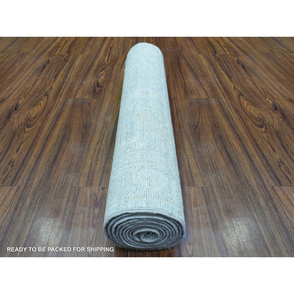 Oushak And Peshawar Wool Hand Knotted Rug Blue Light Gray 2.8X9.6 -O072761