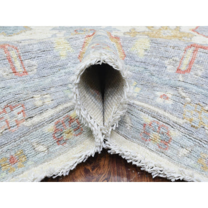 Oushak And Peshawar Wool Hand Knotted Rug Ivory Gray 8.2X10.0 -O072774