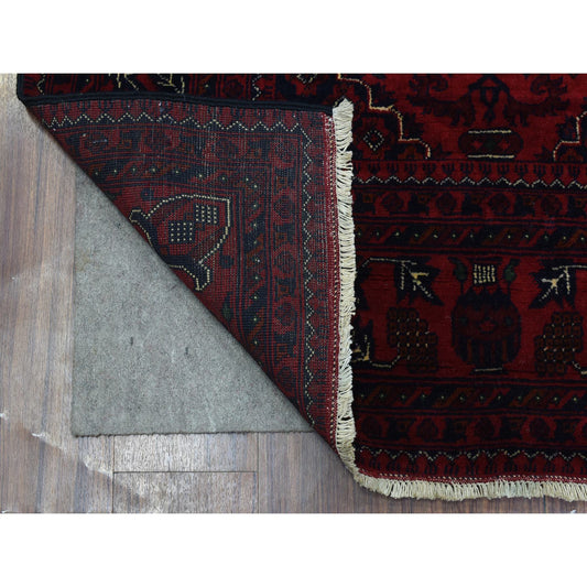 Tribal & Geometric Wool Hand Knotted Rug Red Red 4.10X6.7 -O072777