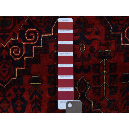 Tribal & Geometric Wool Hand Knotted Rug Red Red 4.10X6.7 -O072777
