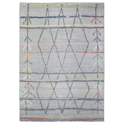 Tribal & Geometric Wool Hand Knotted Rug Grey No Border 10.0X13.9 -O072783