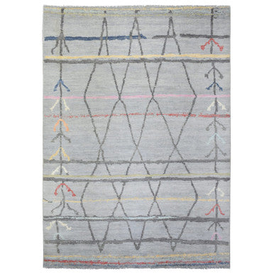 Tribal & Geometric Wool Hand Knotted Rug Grey No Border 10.0X13.9 -O072783
