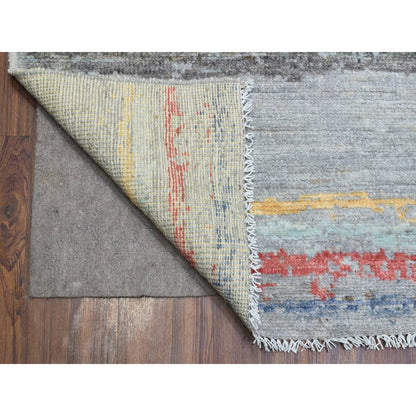 Tribal & Geometric Wool Hand Knotted Rug Grey No Border 10.0X13.9 -O072783