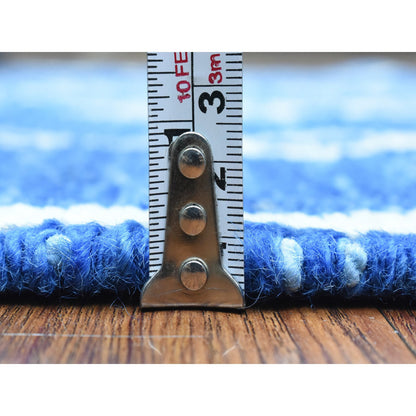 Tribal & Geometric Wool Hand Knotted Rug Blue No Border 2.8X15.4 -O072784