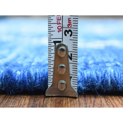 Tribal & Geometric Wool Hand Knotted Rug Blue No Border 2.10X9.8 -O072786