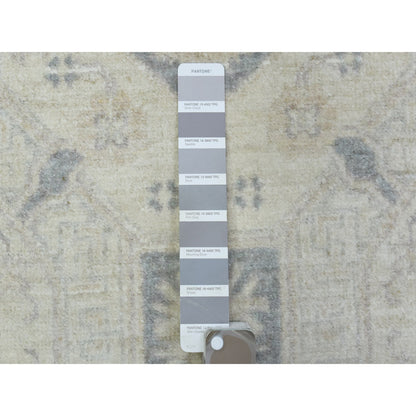 Oushak And Peshawar Wool Hand Knotted Rug Ivory Ivory 2.9X18.9 -O072797