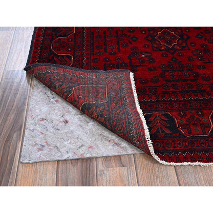 Tribal & Geometric Wool Hand Knotted Rug Red 3.4x5.0 -O0727