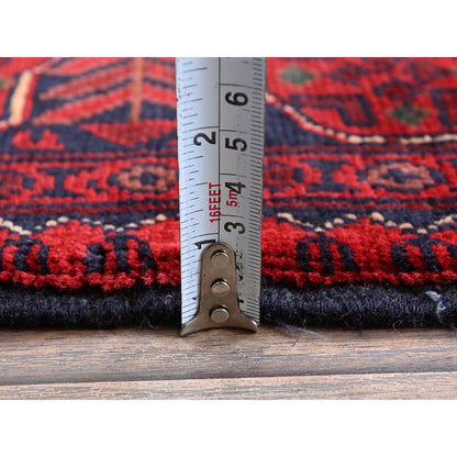 Tribal & Geometric Wool Hand Knotted Rug Red 3.4x5.0 -O0727