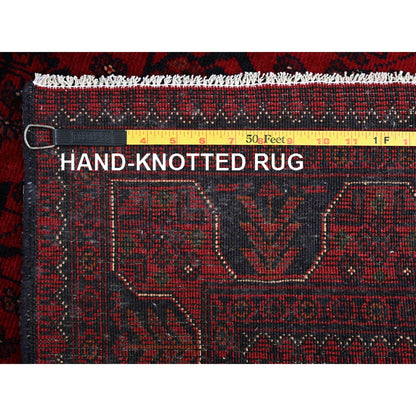 Tribal & Geometric Wool Hand Knotted Rug Red 3.4x5.0 -O0727