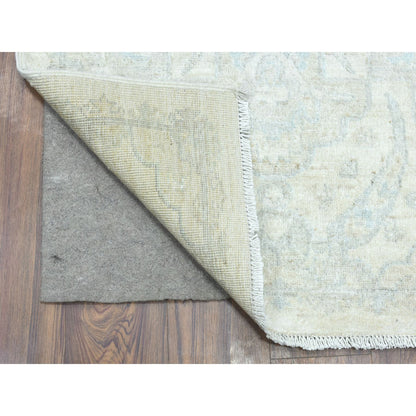 Oushak And Peshawar Wool Hand Knotted Rug Ivory Ivory 2.6X19.4 -O072801