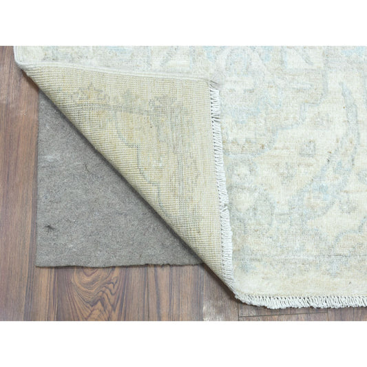 Oushak And Peshawar Wool Hand Knotted Rug Ivory Ivory 2.6X19.4 -O072801