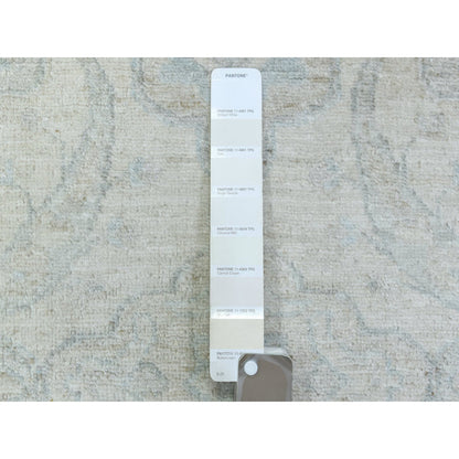 Oushak And Peshawar Wool Hand Knotted Rug Ivory Ivory 2.6X19.4 -O072801